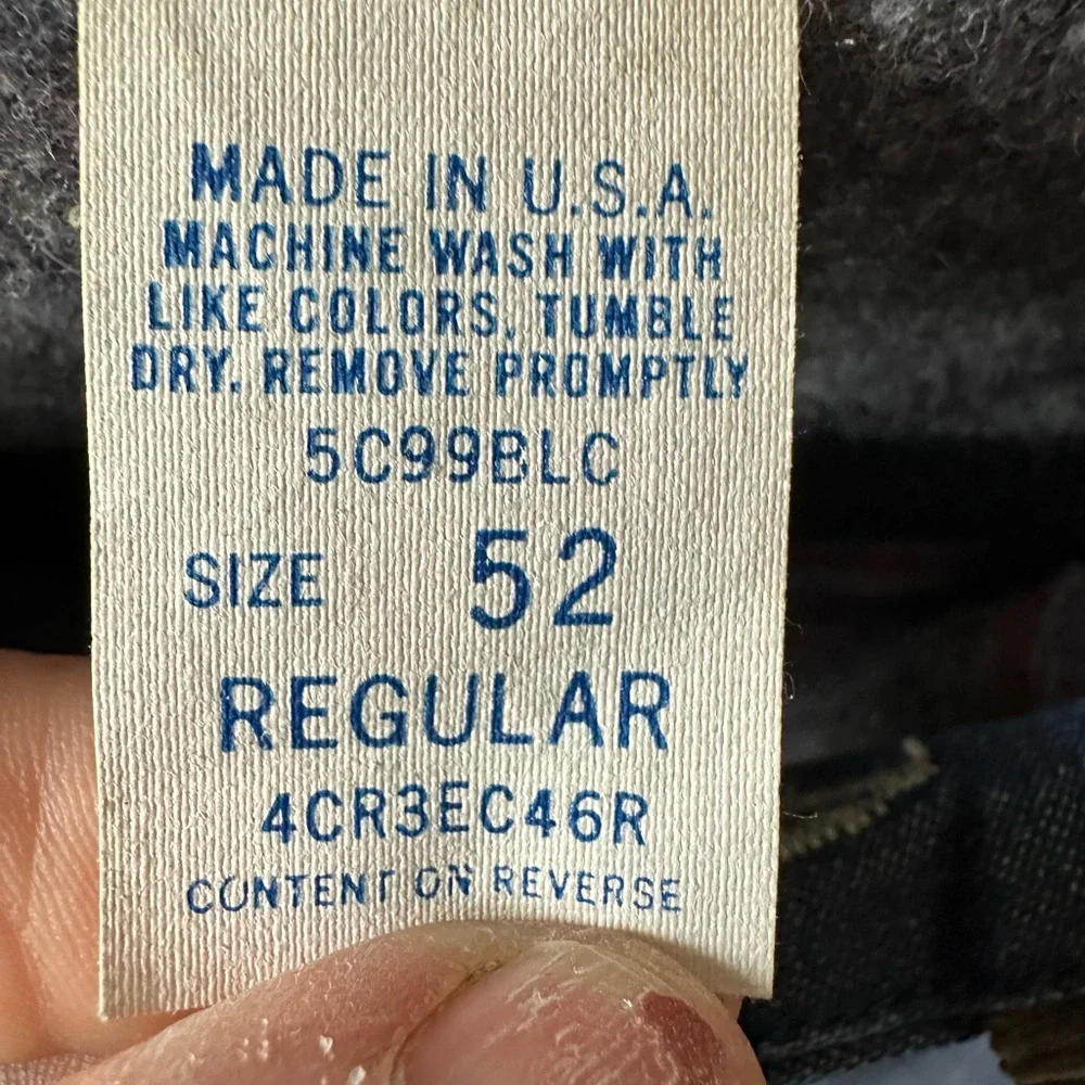 🧥 Vintage Big Ben Wrangler Blanket Lined Denim Chore Coat USA Size 52